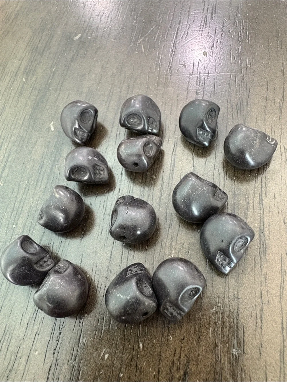 Black Stone Skull Beads - Lot of 14